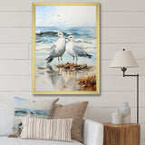 Abstract Beach Seagulls In Love - Seagull Framed Canvas Art