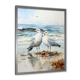 Abstract Beach Seagulls In Love - Seagull Framed Canvas Art