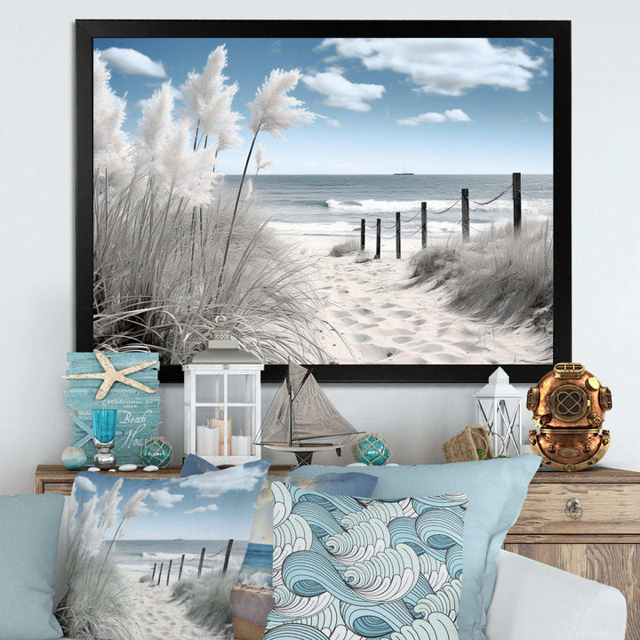 IDesignart Beach Seascape Dreams Path II   Coastal Canvas Wall Art