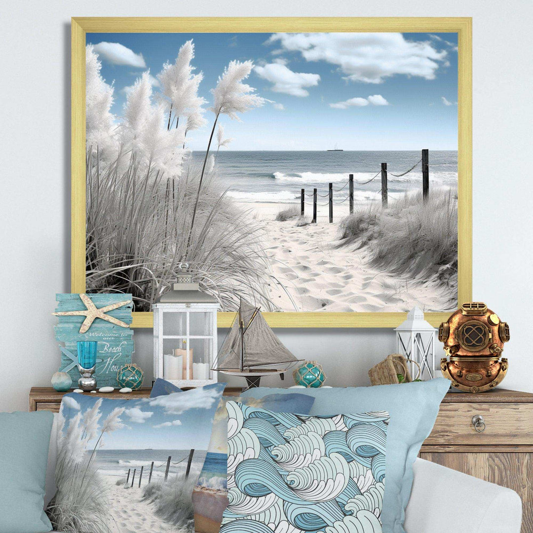 IDesignart Beach Seascape Dreams Path II   Coastal Canvas Wall Art