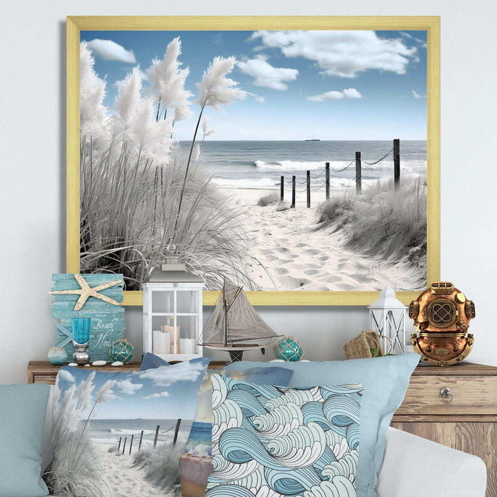 IDesignart Beach Seascape Dreams Path II   Coastal Canvas Wall Art