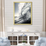 Black And White Wave Photo II - Coastal Canvas Wall Art