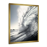 Black And White Wave Photo II - Coastal Canvas Wall Art