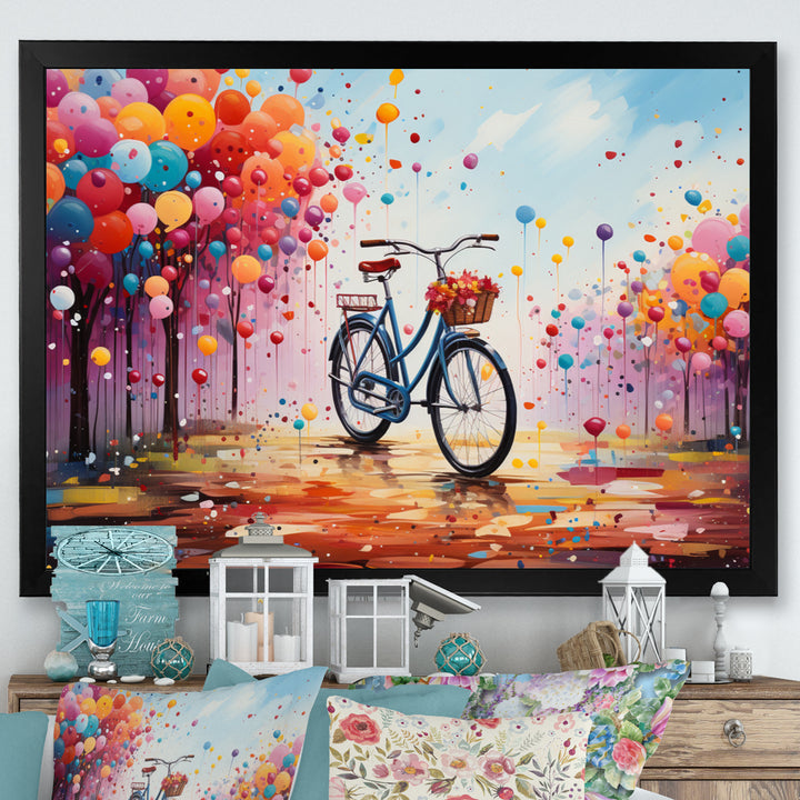 Bicycle Abstract Fusion Pointillism I - Bicycle Canvas Wall Art