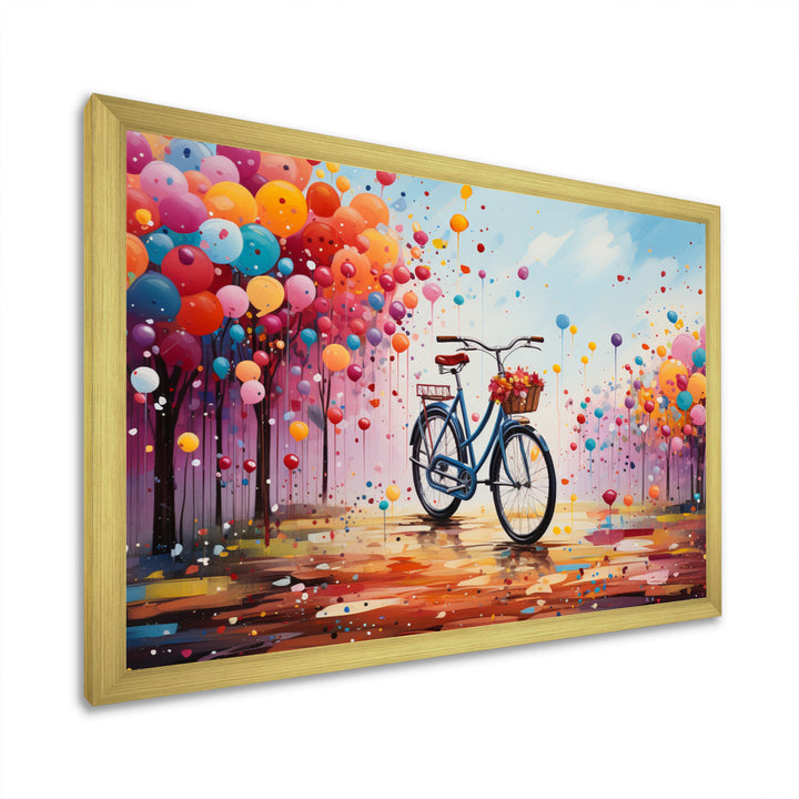 Bicycle Abstract Fusion Pointillism I - Bicycle Canvas Wall Art