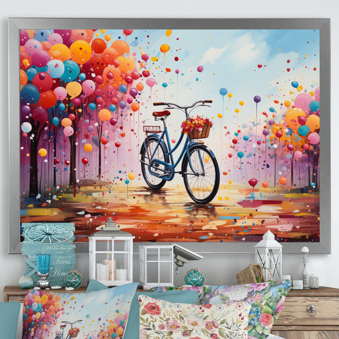 Bicycle Abstract Fusion Pointillism I - Bicycle Canvas Wall Art