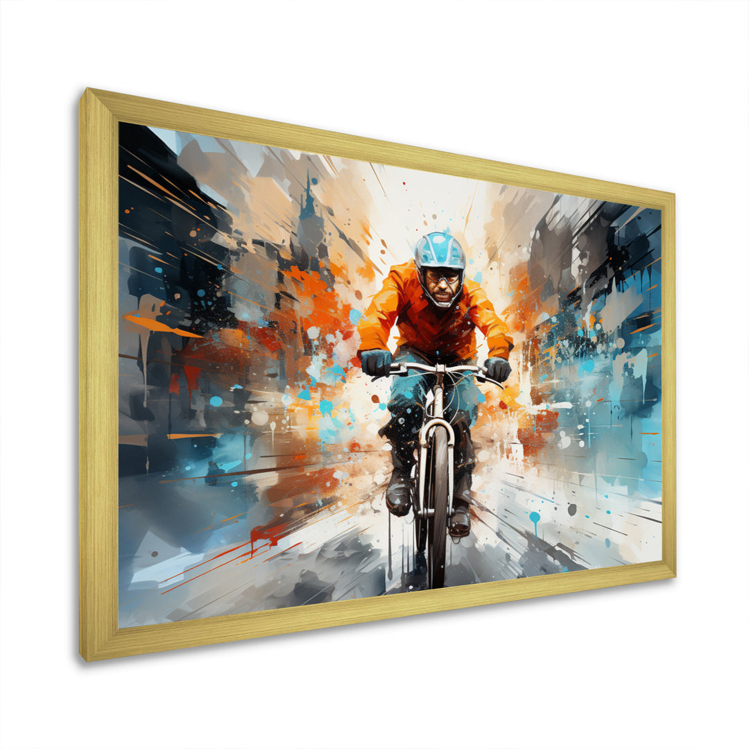 Bicycle Abstract Urban Cyclists - Bicycle Canvas Wall Art