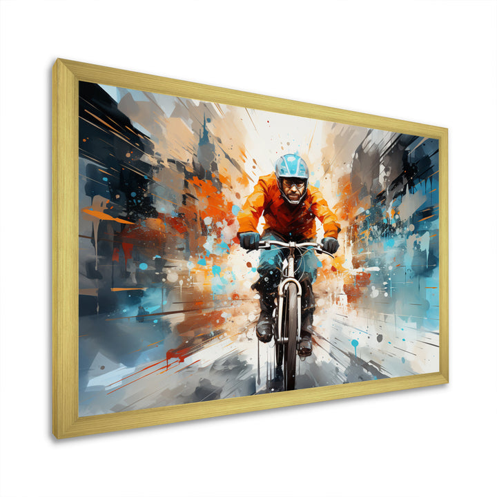 Bicycle Abstract Urban Cyclists - Bicycle Canvas Wall Art