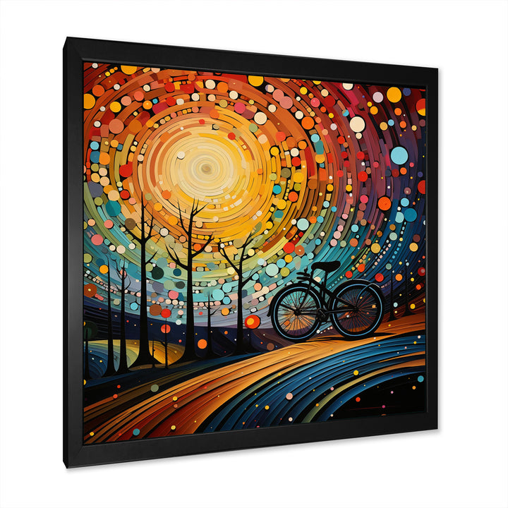 Bicycle Abstracted Wheels Pointillism - Bicycle Canvas Wall Art