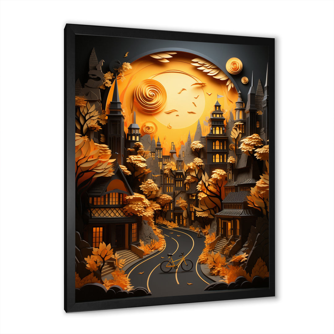 Bicycle City Cycling Papercut - Bicycle Canvas Wall Art