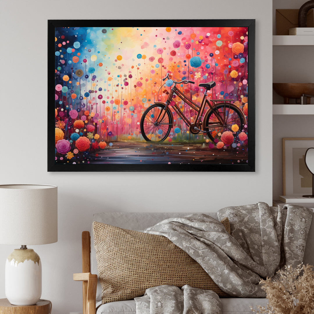 Bicycle Dreamlike Bicycles Pointillism - Bicycle Canvas Wall Art