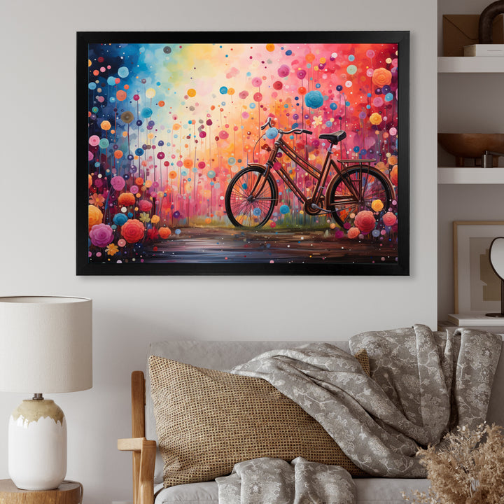 Bicycle Dreamlike Bicycles Pointillism - Bicycle Canvas Wall Art