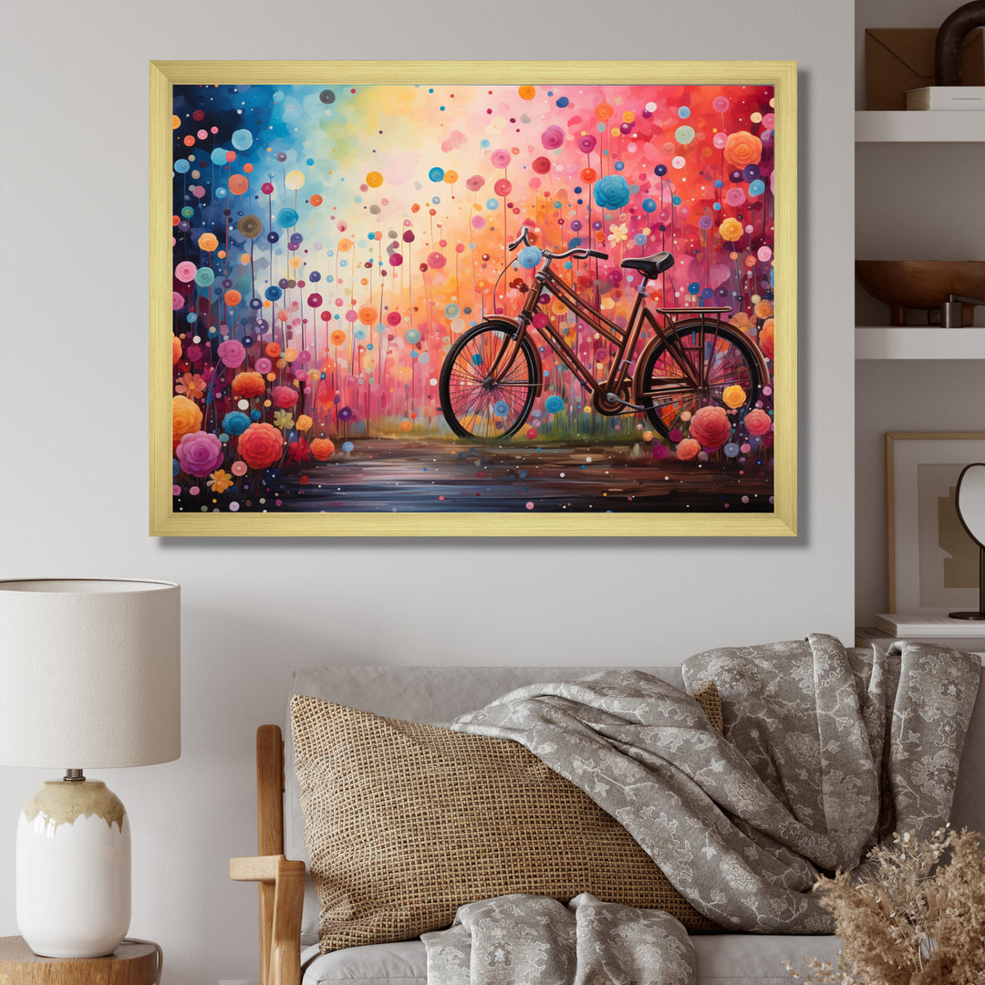 Bicycle Dreamlike Bicycles Pointillism - Bicycle Canvas Wall Art