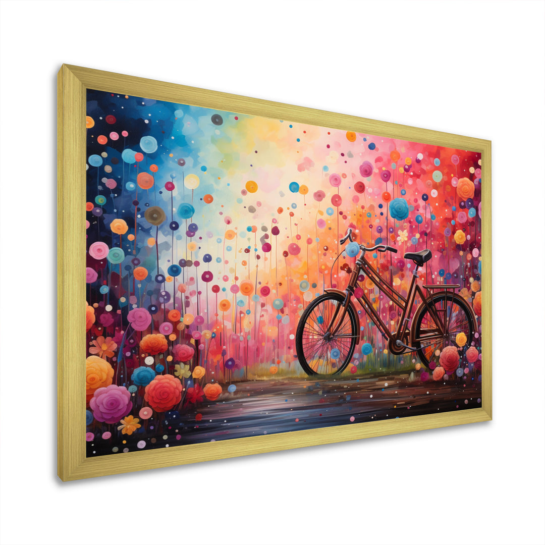 Bicycle Dreamlike Bicycles Pointillism - Bicycle Canvas Wall Art