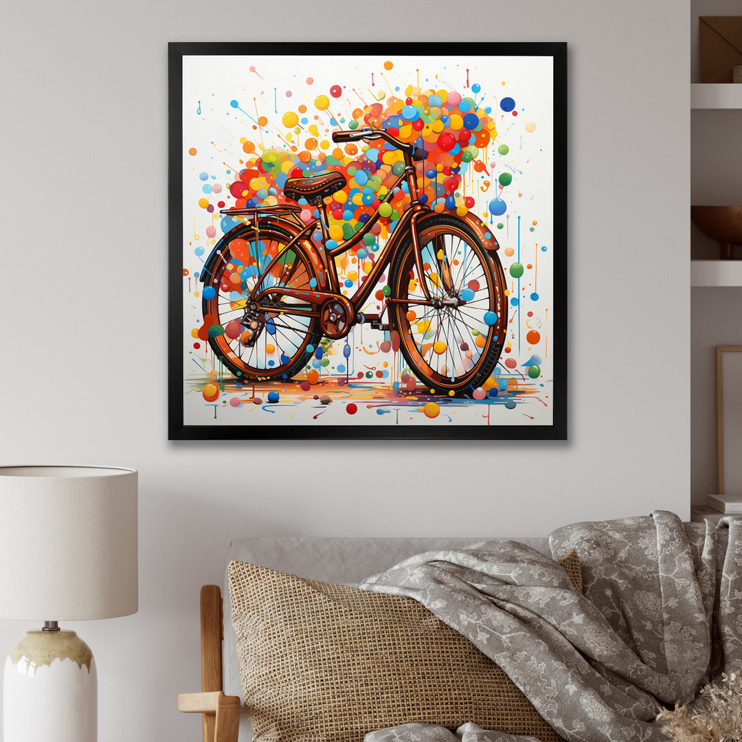Bicycle Joyful Rides Pointillism I - Bicycle Canvas Wall Art