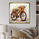 Bicycle Joyful Rides Pointillism I - Bicycle Canvas Wall Art