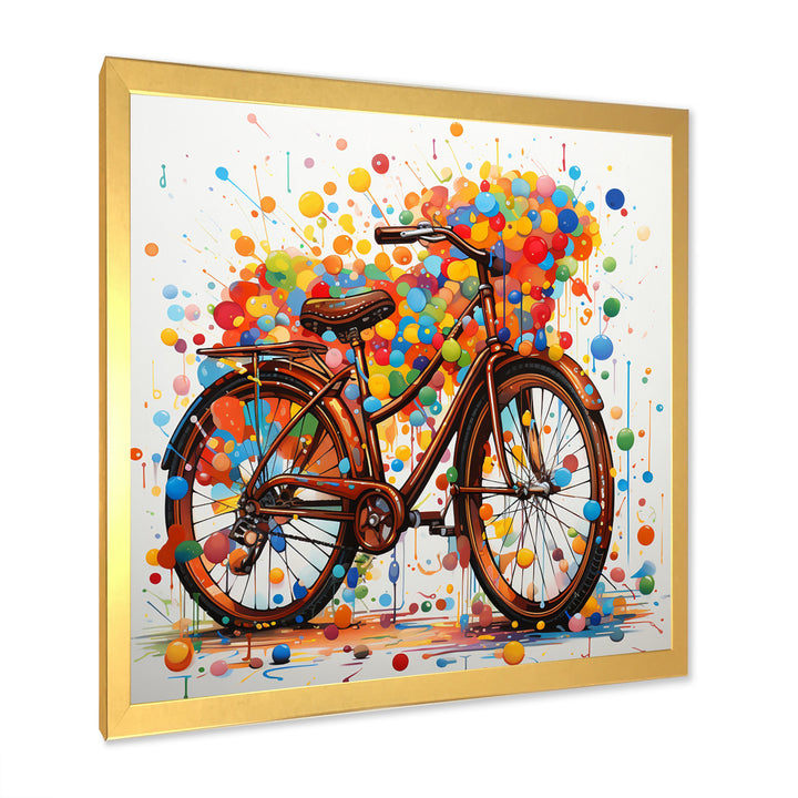 Bicycle Joyful Rides Pointillism I - Bicycle Canvas Wall Art