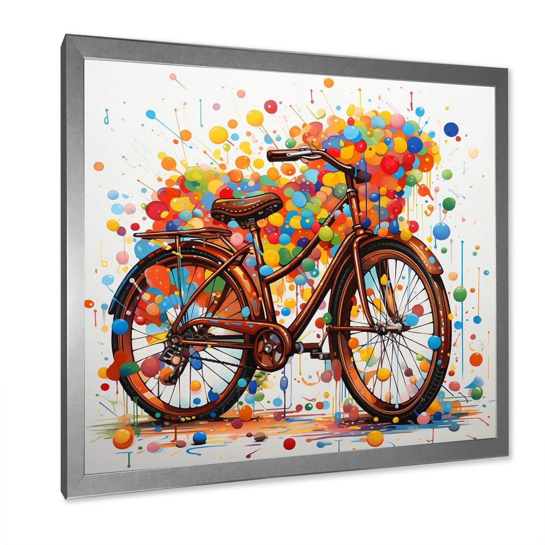 Bicycle Joyful Rides Pointillism I - Bicycle Canvas Wall Art