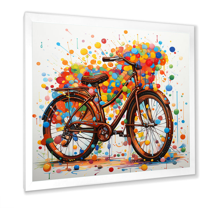 Bicycle Joyful Rides Pointillism I - Bicycle Canvas Wall Art