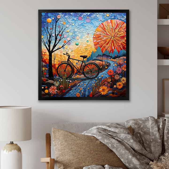 Bicycle Mosaic Spokes Pointillism - Bicycle Canvas Wall Art
