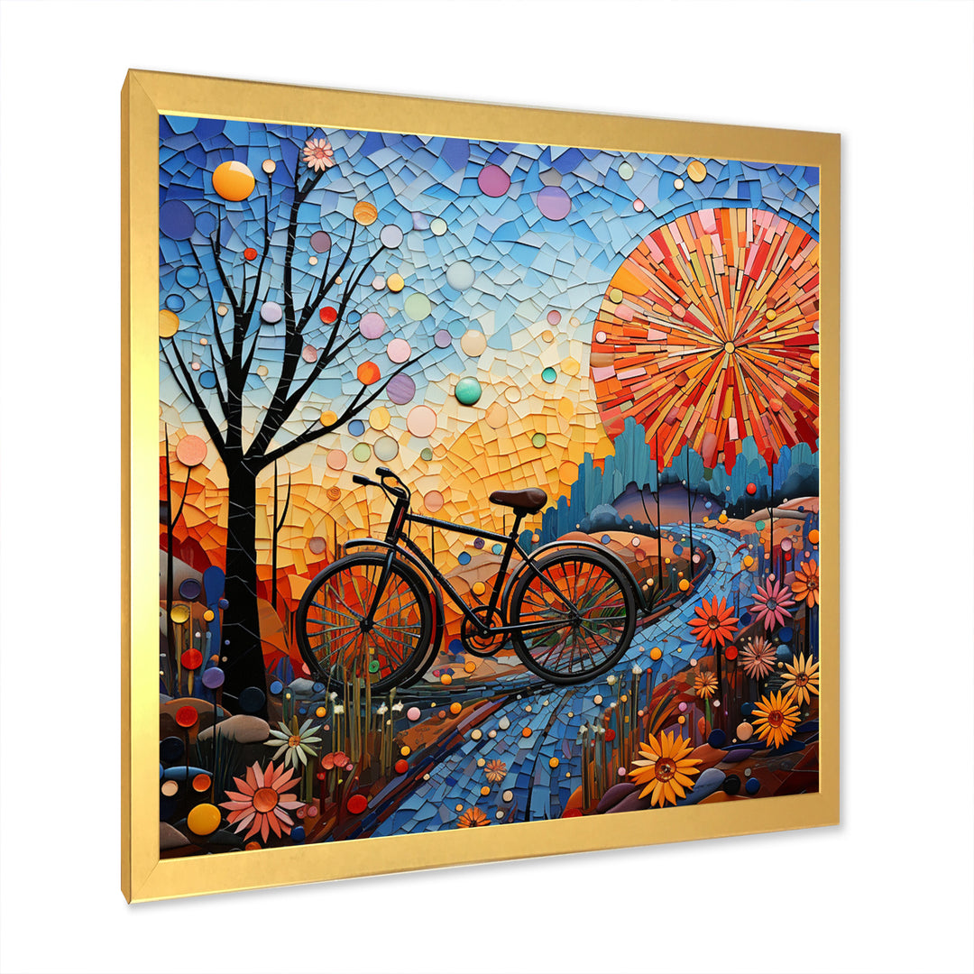 Bicycle Mosaic Spokes Pointillism - Bicycle Canvas Wall Art