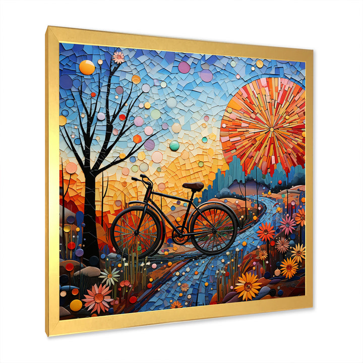 Bicycle Mosaic Spokes Pointillism - Bicycle Canvas Wall Art