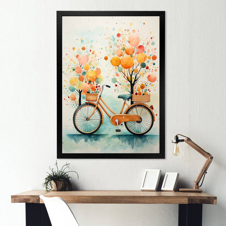 Bicycle Peaceful Rides Pointillism - Bicycle Canvas Wall Art