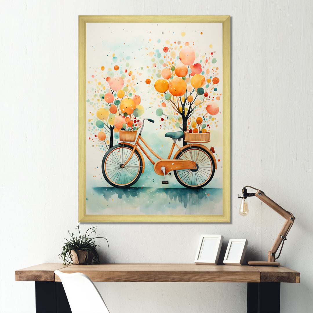 Bicycle Peaceful Rides Pointillism - Bicycle Canvas Wall Art