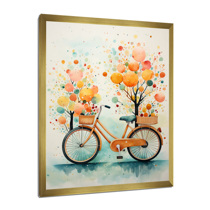 Bicycle Peaceful Rides Pointillism - Bicycle Canvas Wall Art