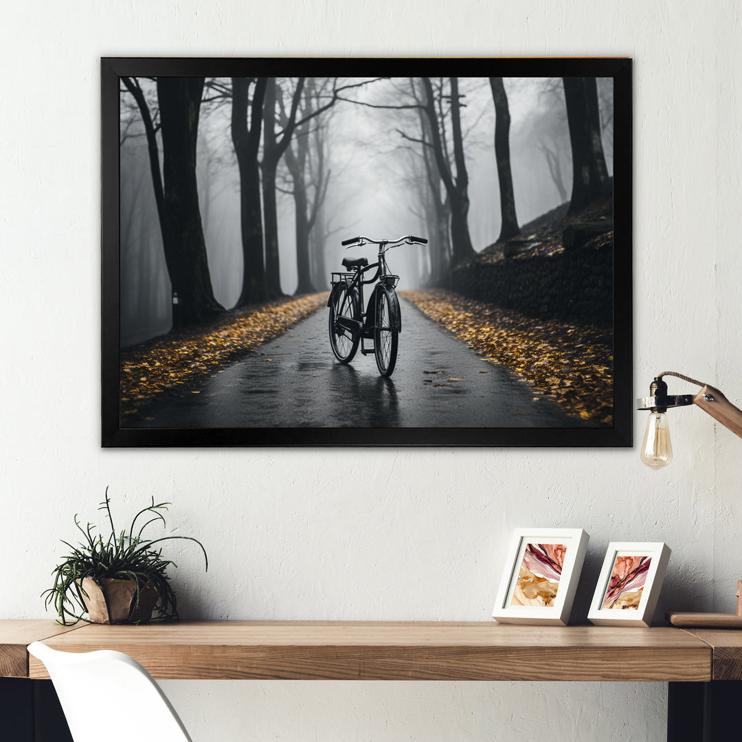 Bicycle Pedaling Into The - Bicycle Canvas Wall Art