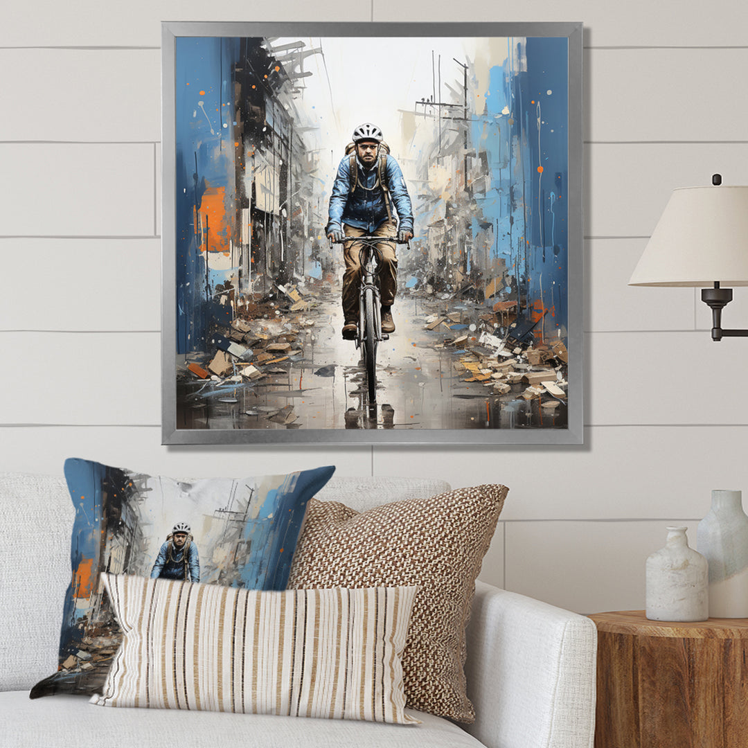 Bicycle Street Symphony Papercut - Bicycle Canvas Wall Art