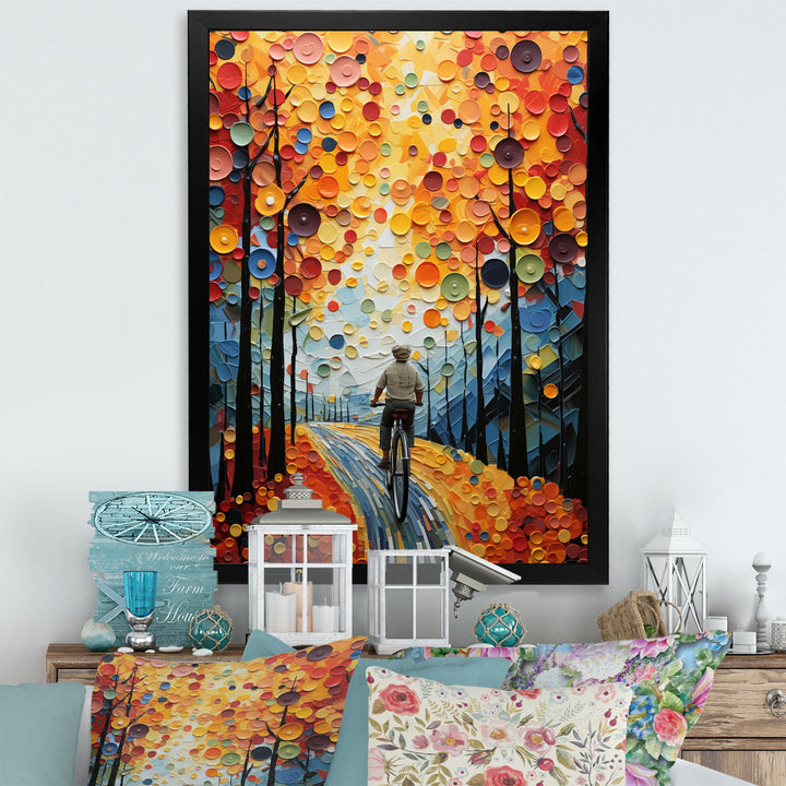 Bicycle Journey Pointillism - Bicycle Canvas Wall Art