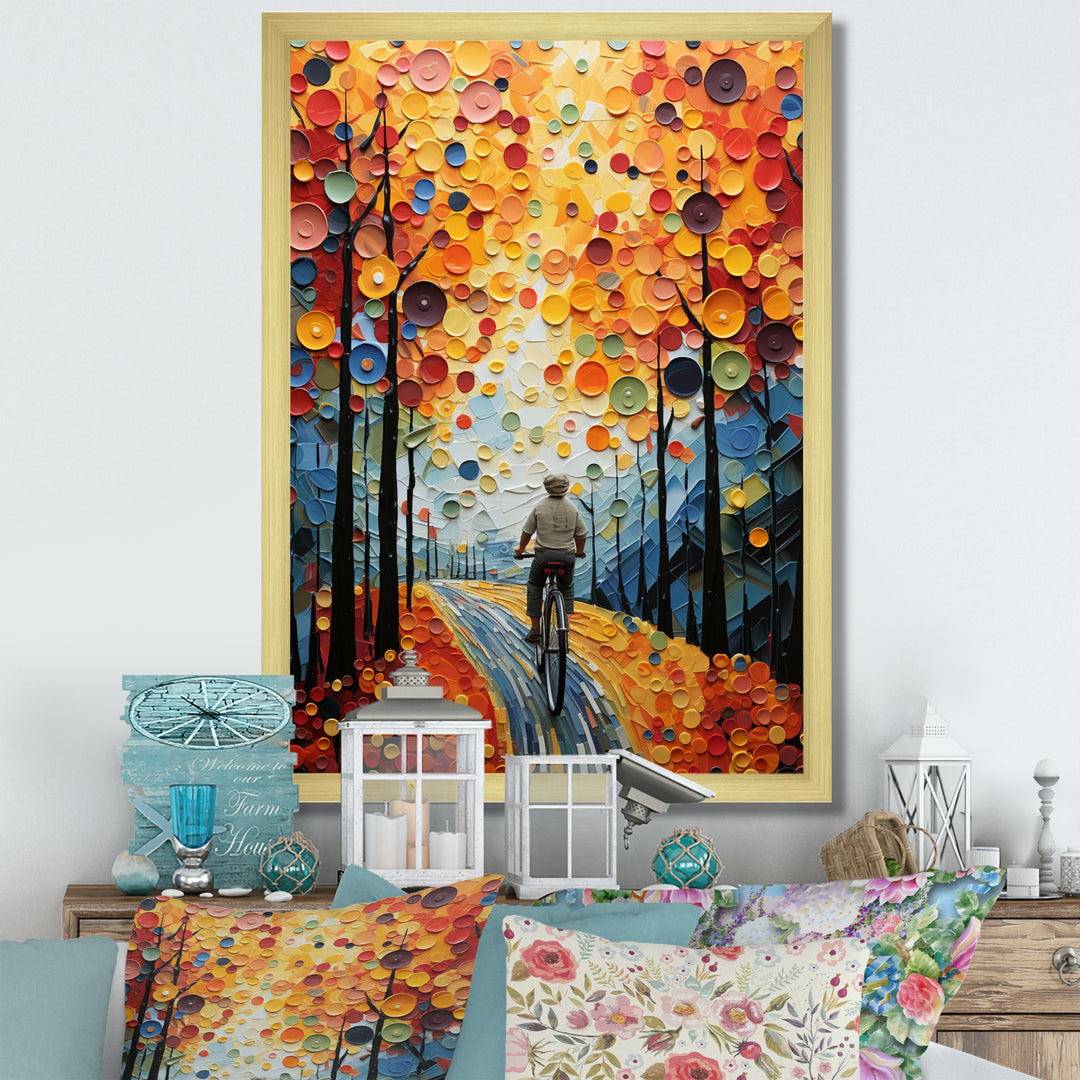 Bicycle Journey Pointillism - Bicycle Canvas Wall Art