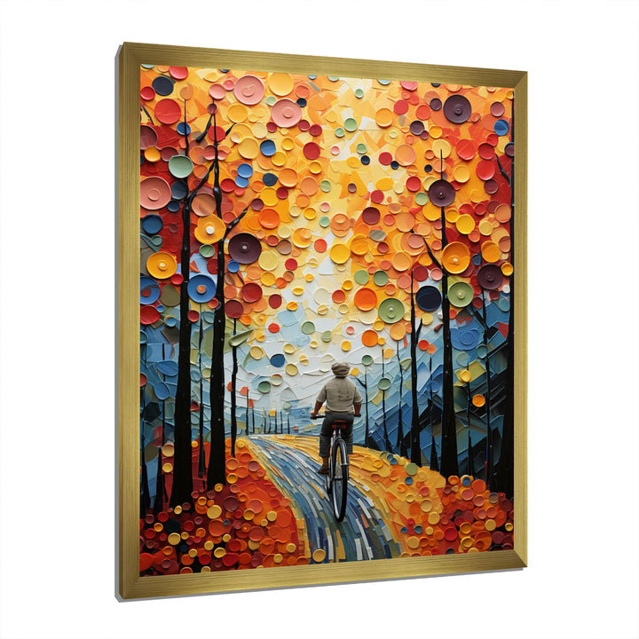 Bicycle Journey Pointillism - Bicycle Canvas Wall Art