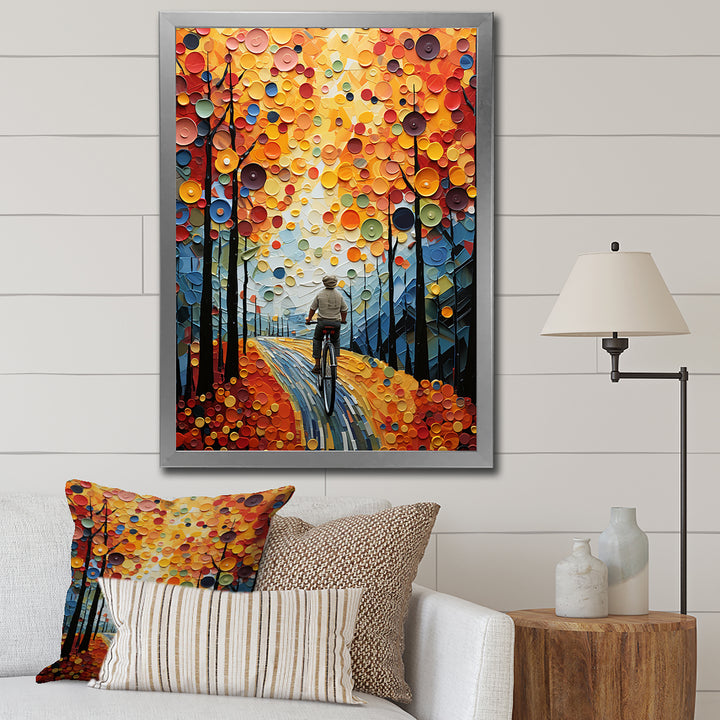 Bicycle Journey Pointillism - Bicycle Canvas Wall Art