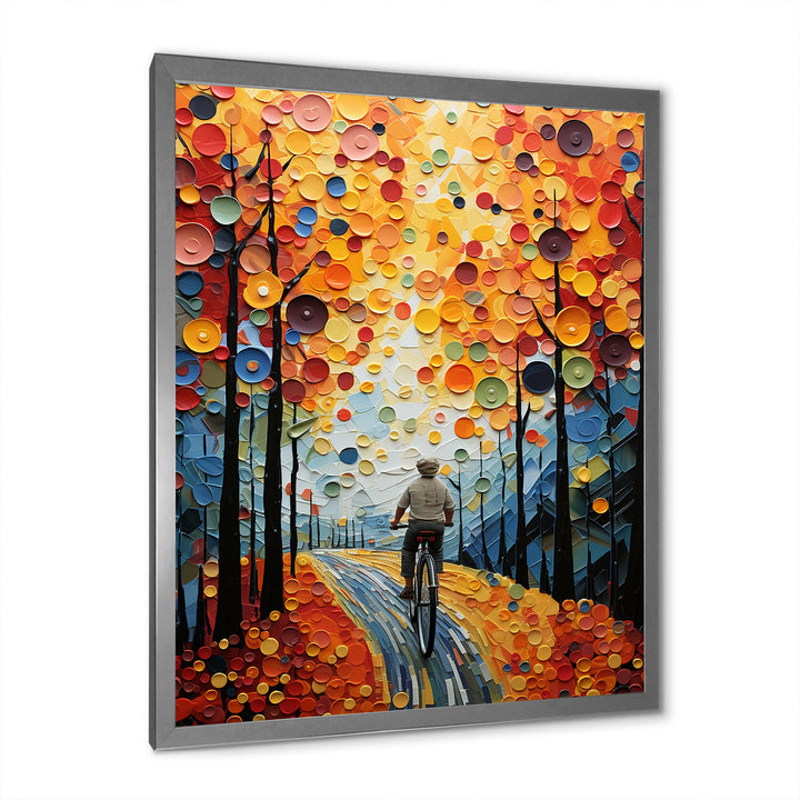 Bicycle Journey Pointillism - Bicycle Canvas Wall Art