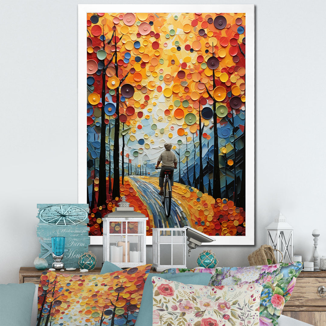 Bicycle Journey Pointillism - Bicycle Canvas Wall Art
