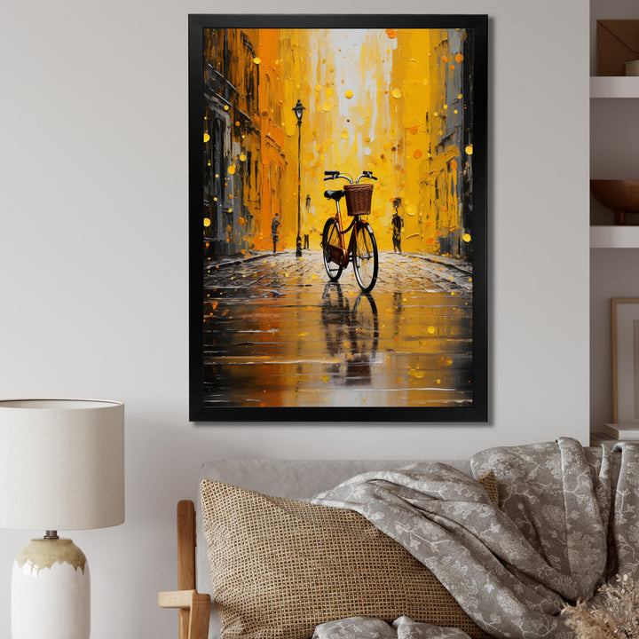 Bicycle Urban Rhythm Pointillism - Bicycle Canvas Wall Art