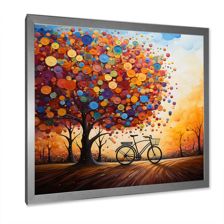 Bicycle Whirling Wheels Pointillism - Bicycle Canvas Wall Art