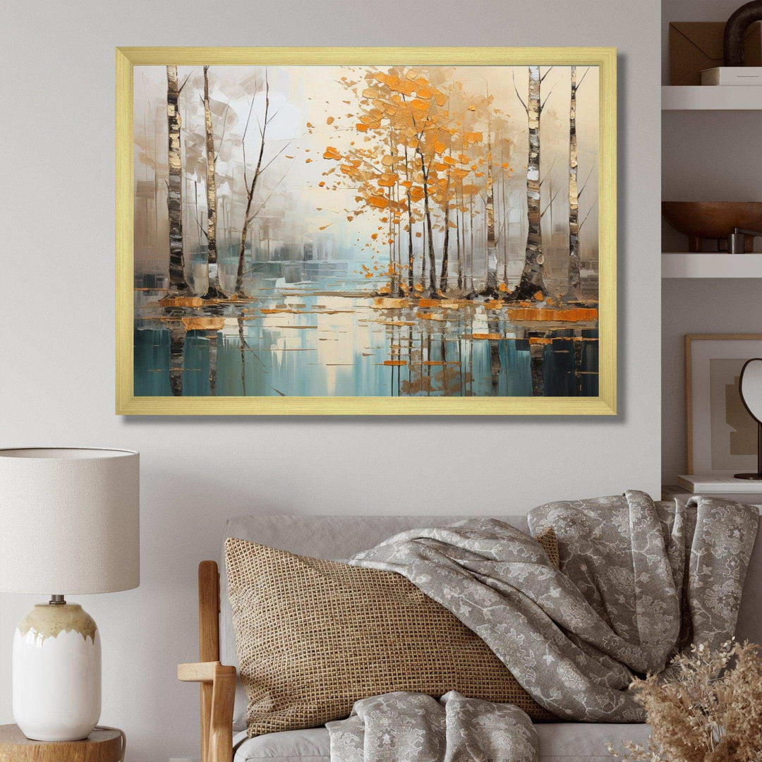Birch Woods Golden Reflections I - Floral Canvas Wall Art