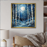 Birch Woods Mystic Moonlight I - Floral Canvas Wall Art