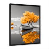 Monochrome Yellow Boat Reflections I - Boat Canvas Wall Art