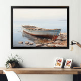 Boat Contemplative Shoreline - Boat Canvas Wall Art