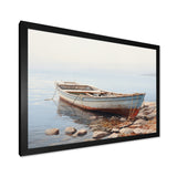 Boat Contemplative Shoreline - Boat Canvas Wall Art