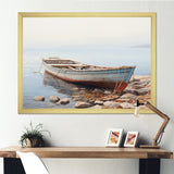 Boat Contemplative Shoreline - Boat Canvas Wall Art