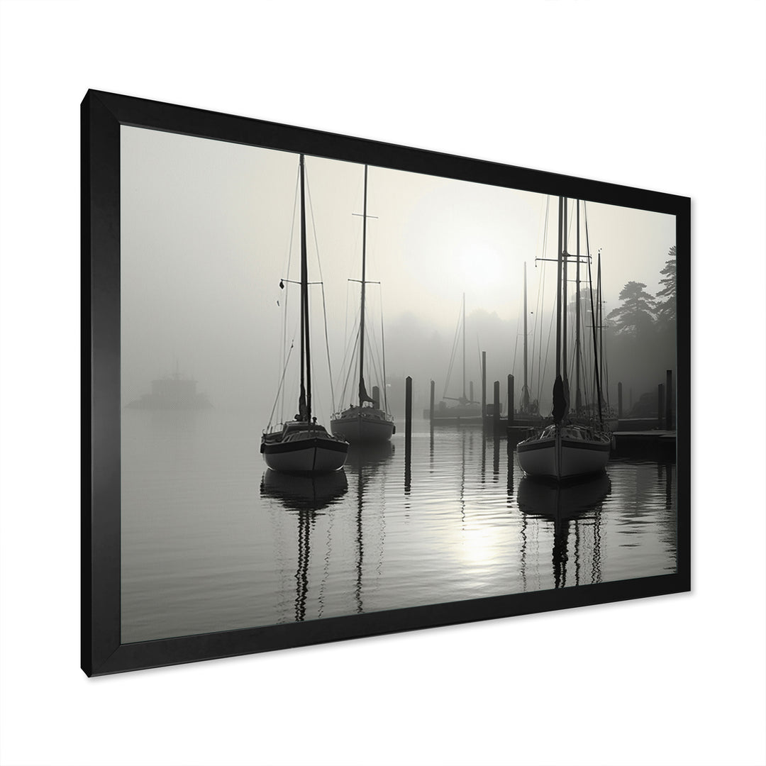 Boat Misty Harbor - Boat Canvas Wall Art