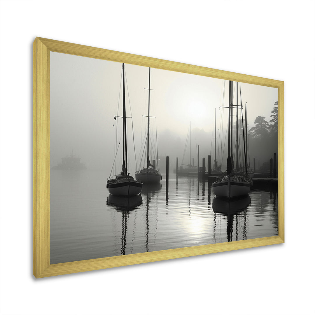 Boat Misty Harbor - Boat Canvas Wall Art