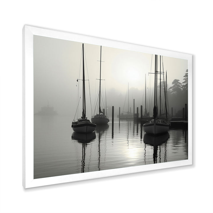 Boat Misty Harbor - Boat Canvas Wall Art