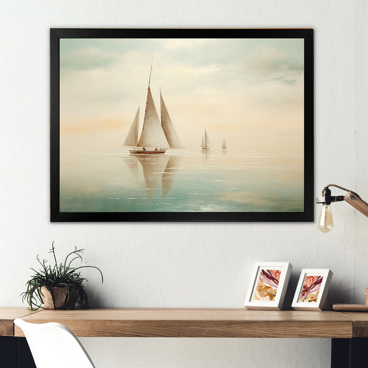 Beige Boat Minimalism I - Boat Canvas Wall Art