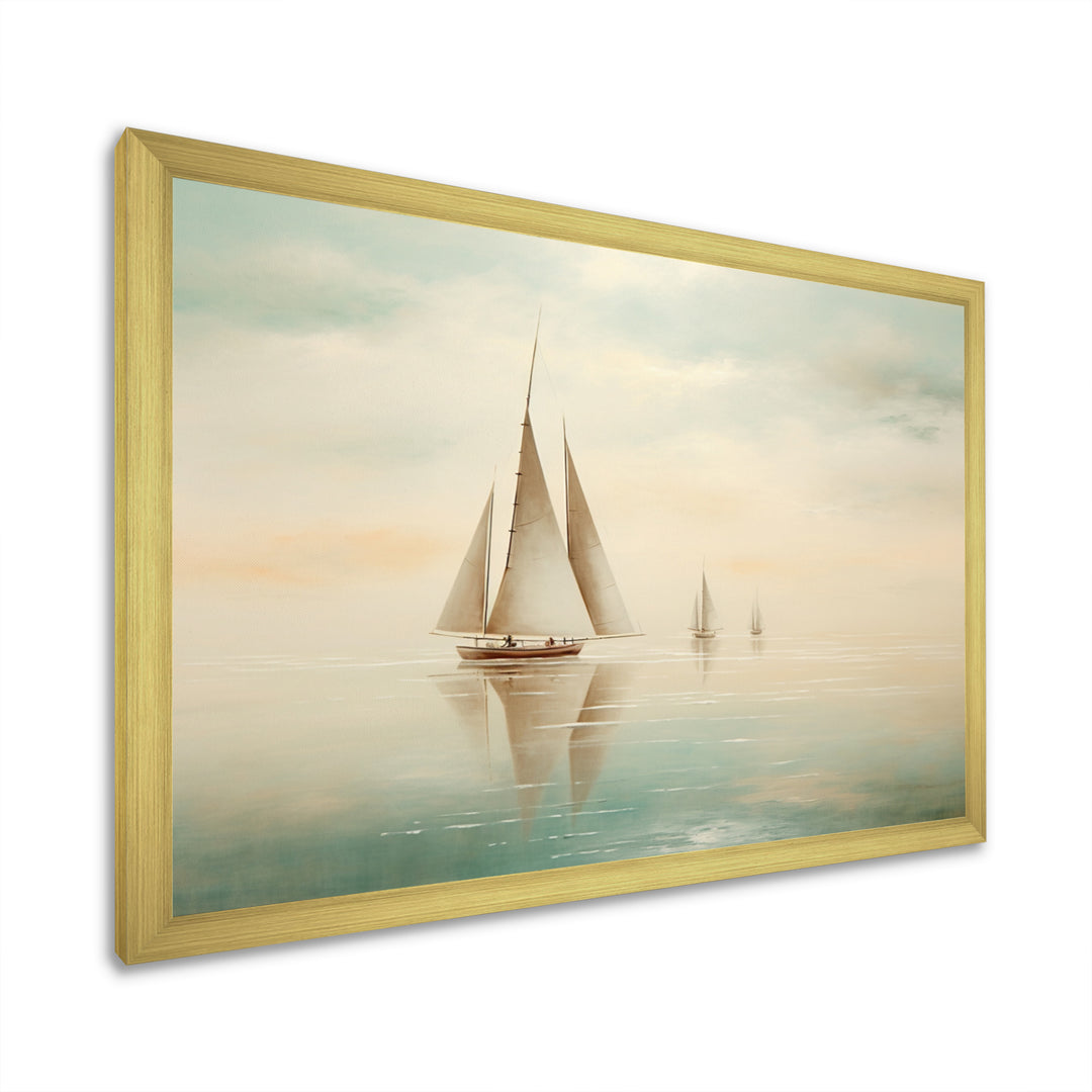 Beige Boat Minimalism I - Boat Canvas Wall Art